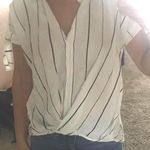 White Black Stripe Flowy Top Photo 0