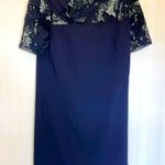 Ann Taylor  navy shift dress with lace sleeves and across top sz 6 EUC Photo 0