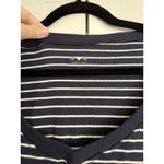 Three Dots  Navy White Stripe V Neck 3/4 Sleeve Tee Top Women's Size L‎ Photo 2