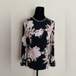 Karl Lagerfeld Black Top with White Floral Pattern Photo 1