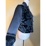 Black Velvet Rose Floral silk Jacket coat S boho whimsigoth fairy Y2K vintage Photo 2