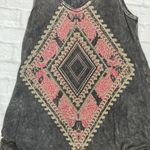 Vocal fringe rhinestone tank dress, size small acid wash aztec graphic boho midi Photo 4