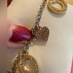 Michael Kors  bracelet sliver tone 5 charms diamonds paved hearts rose gold Photo 1