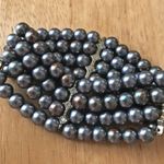 Faux Gray Pearl Stretch Bracelet 4 Stand Vintage Photo 4