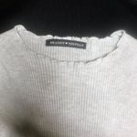 Brandy Melville  Ribbed Crop Top Womens One Size Gray Lettuce Hem Short Sleeve Photo 2