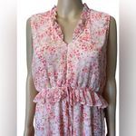 Versona  Pink Cottagecore Romantic Boho Ethereal Floral Empire Waist Hi Low Dress Photo 1
