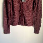 Paige NEW Nanari Metallic Cable Knit V-Neck Cardigan in Burgundy Sparkle Photo 4