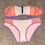 Aerie bikini strapless set. Orange pink Top small bottoms XS Photo 0