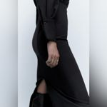 ZARA Fitted Shirt Dress Black with black and gold buttons Size XS Photo 5