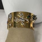 CAbi  Secret Garden Cuff Wide Gold Tone Rhinestone Bangle Bracelet hinged VTG Photo 1