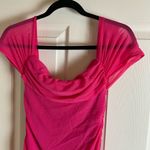 Women's Off The Shoulder Dresses Ruched Fitted Midi Bodycon Dress size large Pink Photo 2