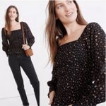 Madewell Georgette Lucie Bubble-Sleeve Smocked Blouse Top Medium Dark Romantic Photo 1