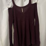 Free People  Off-Shoulder Deep Red Sweater Photo 1