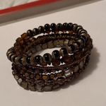 Large Chunky Stretchy Spiral Bracelet Beaded Dark Multi Colors Photo 8