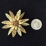 CORO Corocraft Vinatge Gold Tone Filigree Flower Brooch Photo 5