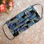 Black Blue Gold Metallic Butterflies Luxury Face Mask Multiple Photo 3