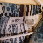 Chico's Size 1 Blazer Animal Print Faux Suede Soft Blue Tan Unique Eccentric Top Photo 4