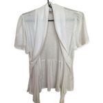 Moa Moa  White Draped Open Front Short Sleeve Cardigan Cover-Up – Size L Photo 0
