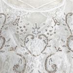 Free People Sheer White Lace Sequin Beaded Bodysuit XS Embroidered Boho Festival Photo 6