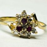 Ruby 10K diamond and ring, Approx size 8 Photo 3