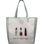 Clinique New  X Kate Spade Tote Bag White Green Never Too Early For Lipstick Photo 0