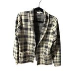 SIONI Women's Medium Plaid Knit Cardigan Sweater Shawl Collar Pocketed Black Photo 2