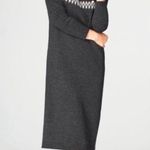 J. JIll Fair Isle Grey Nordic Long Sleeve Knit Midi Sweater Dress Size Small Gray Photo 1