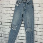 PacSun Ultra High Rise Slim Fit Jeans Light Wash Button Fly Size 23 Distressed Photo 7
