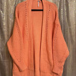 Free People  Peach Orange Nightingale Chunky Long Cardigan Sweater Small NWOT Photo 0
