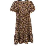Piper & Scoot Exclusive Womens XS black and yellow floral midi wrap dress Photo 2