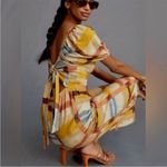 Anthropologie  Ranna Gill Tie Back Puff Sleeve Linen Blend Jumpsuit NEW Photo 2