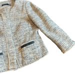 Karen Millen Cream Black Button-Down Blazer Jacket Tweed Work Size 10 Women's Photo 3