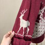 Woolrich  Womens Red Nordic Reindeer Wool Blend Cardigan Sweater Sz M Holiday EUC Photo 1