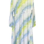 Laurie Felt Long Sleeve Button Front Maxi Dress Aqua Green Tie Dye Plus Size 26W Photo 1