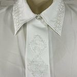 Vintage 90s Yves St Clair Petite Beaded White Blouse Top Button Up 10P 10/M Photo 1