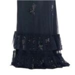 Mac Duggal NWT V-Neck Navy Gown Size 16 Beaded Ruffle Bell Sleeve Formal Photo 8