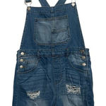 Zenana  Women's Blue Denim‎ Jean Shortalls Distressed Ripped Size M Photo 0