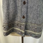 Coppagallo Linen Blend Outfit Set Embellished‎ Details Capris Medium Blouse Gray Photo 3