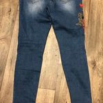 Boom Boom Jeans Embellished Embroidered Distressed Denim Skinnies Jeans Photo 1
