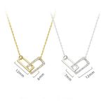 Boutique NEW Gold Plated Sterling Silver Pave Diamond Rectangle‎ Necklace, 16-18” Photo 10