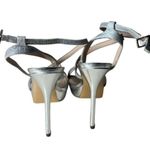 Nina  New York Silver Shimmer Strappy Heels Sandals Size 7.5M Photo 2