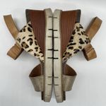 Diba True  Womens 8 Sandals Bye Golly Wedge Cheetah Cow Fur Leather Brown Gold Photo 3