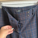 Loft  Women’s Marisa‎ Straight Career Casual Navy Brown Plaid Ankle Pants Size 8 Photo 6