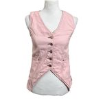 RENGGLI Pink Button Vest Women’s XS Asymmetrical Hem Utility Pockets Casual Photo 1