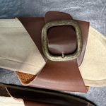 True Craft Brown Leather Sandals with Buckle Detail Photo 1