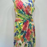 CHAPS Ralph Lauren Chap’s Draped Wrap Front Colorful Floral Sleeveless Dress Medium Photo 1
