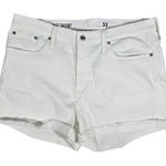 J.Crew Mid Rise Short White Denim Cutoff Frayed Hem Size 32 Photo 0