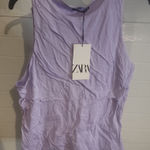 ZARA Women's Light Purple Ruched Sleeveless Top Size L Photo 0