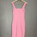 Lulus Maxi Dress Thigh High Slit Pink Crepe Size Medium Square Neckline Cocktail Photo 6