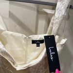 Lulus  Sophisticated celebration ivory jacquard floral mini dress bridal graduation Photo 3